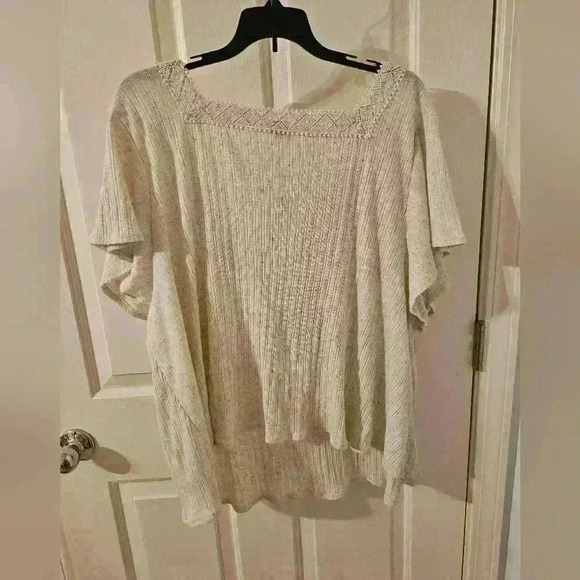 Old Navy Square crocheted Neck Tunic Top Oatmeal Size 3X - Picture 3 of 3
